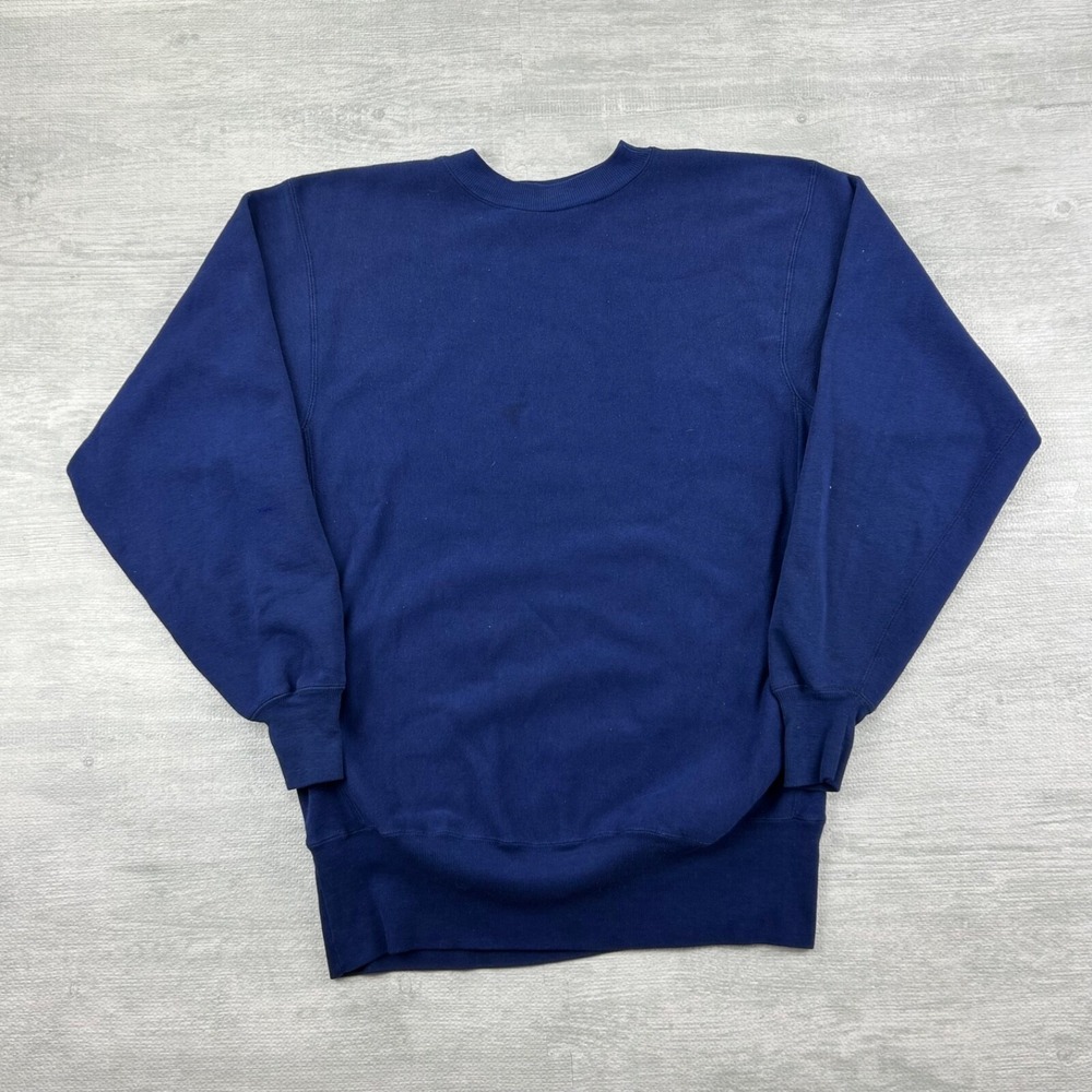 Vintage 60s Reverse Weave Sweatshirt Size Large Blue Blank Crewneck‎ Sweat